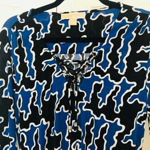 MICHAEL MICHAEL KORS Blue-black Tunic Blouse S EUC
